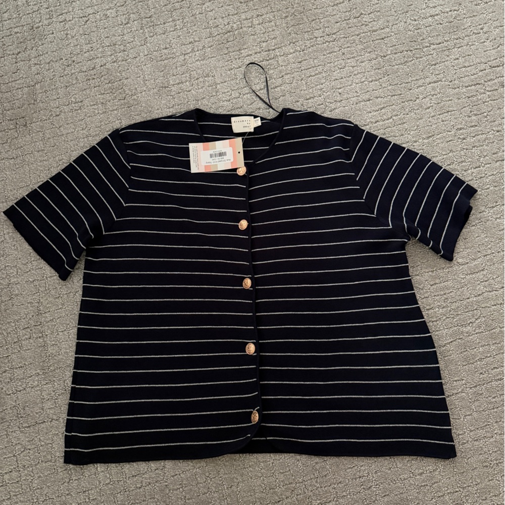 Dreamers by Debut navy striped knit top, Small/Medium, New with Tags - Picture 4 of 6